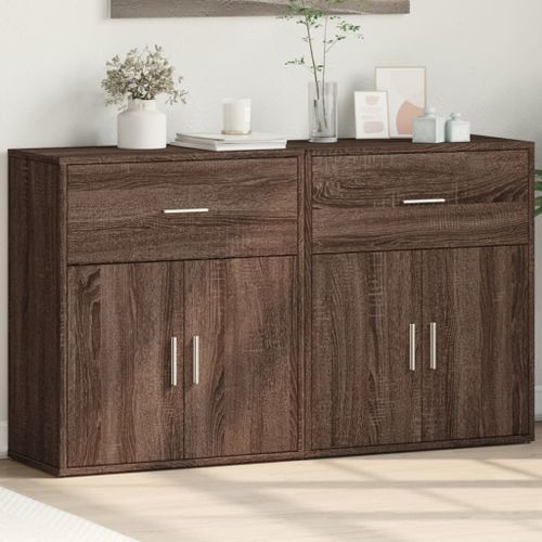 Buffets 2 pcs chêne marron 60x31x70 cm bois d'ingénierie - Photo n°3; ?>