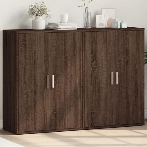 Buffets 2 pcs chêne marron 60x31x84 cm bois d'ingénierie - Photo n°2; ?>