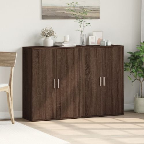 Buffets 2 pcs chêne marron 60x31x84 cm bois d'ingénierie - Photo n°3; ?>