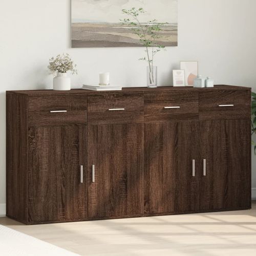 Buffets 2 pcs chêne marron 79x38x80 cm bois d'ingénierie - Photo n°2; ?>