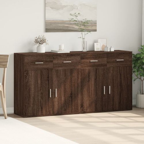 Buffets 2 pcs chêne marron 79x38x80 cm bois d'ingénierie - Photo n°3; ?>