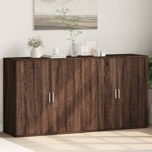 Buffets 2 pcs chêne marron 79x38x80 cm bois d'ingénierie - Photo n°2; ?>