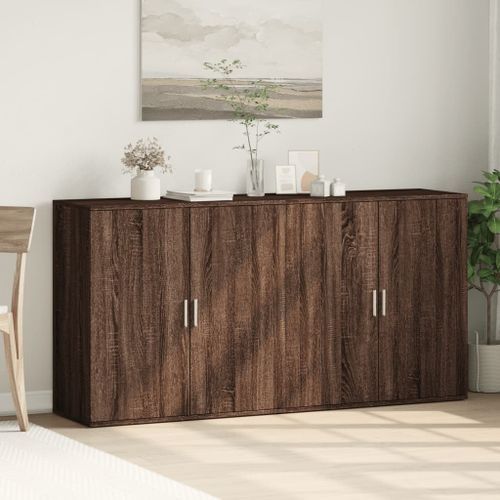 Buffets 2 pcs chêne marron 79x38x80 cm bois d'ingénierie - Photo n°3; ?>