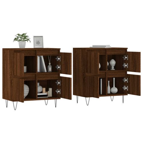 Buffets 2 pcs chêne marron bois d'ingénierie - Photo n°3; ?>