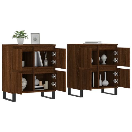 Buffets 2 pcs chêne marron bois d'ingénierie - Photo n°3; ?>