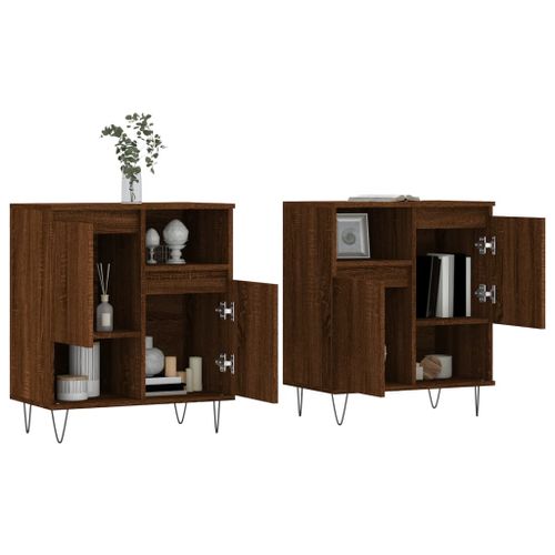 Buffets 2 pcs chêne marron bois d'ingénierie - Photo n°3; ?>