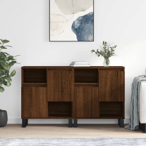 Buffets 2 pcs chêne marron bois d'ingénierie - Photo n°2; ?>