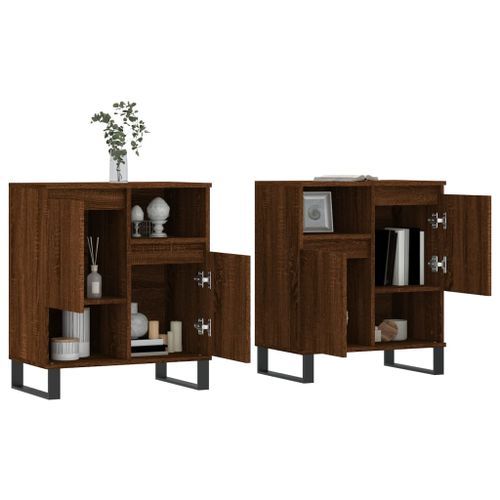 Buffets 2 pcs chêne marron bois d'ingénierie - Photo n°3; ?>