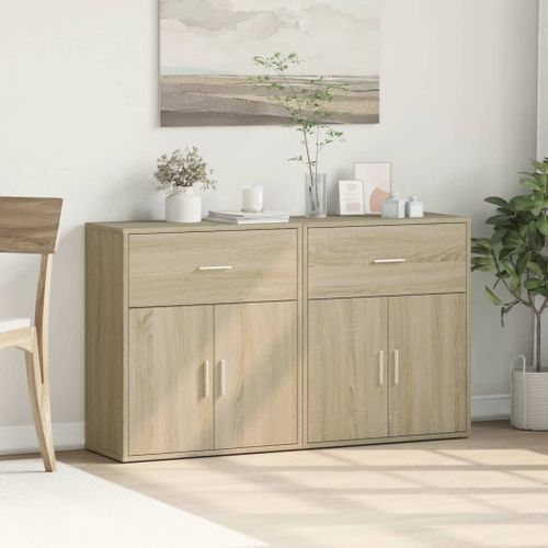 Buffets 2 pcs chêne sonoma 60x31x70 cm bois d'ingénierie - Photo n°3; ?>