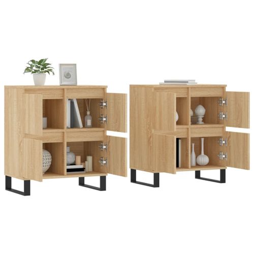 Buffets 2 pcs chêne sonoma bois d'ingénierie - Photo n°3; ?>