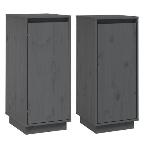 Buffets 2 pcs Gris 31,5x34x75 cm Bois massif de pin - Photo n°2; ?>