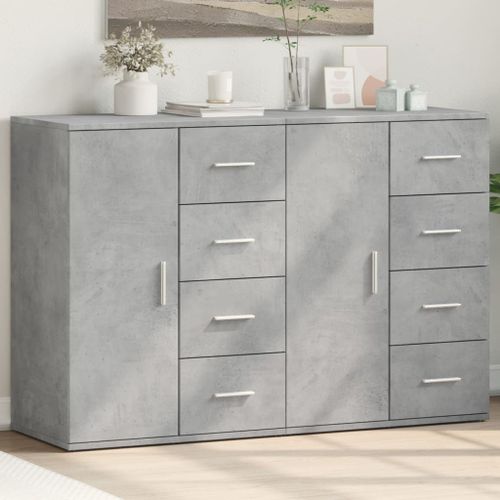 Buffets 2 pcs gris béton 59x39x80 cm bois d'ingénierie - Photo n°2; ?>