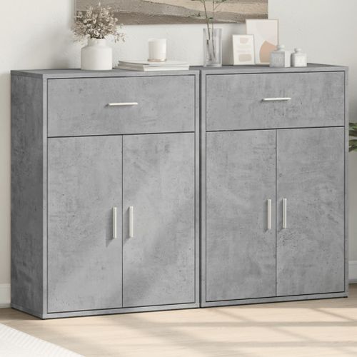 Buffets 2 pcs gris béton 60x30x84 cm bois d'ingénierie - Photo n°2; ?>