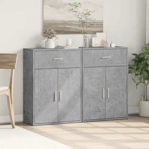 Buffets 2 pcs gris béton 60x30x84 cm bois d'ingénierie - Photo n°3; ?>