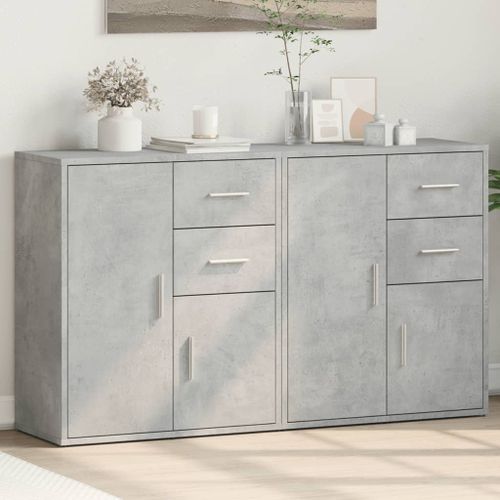 Buffets 2 pcs gris béton 60x31x70 cm bois d'ingénierie - Photo n°2; ?>