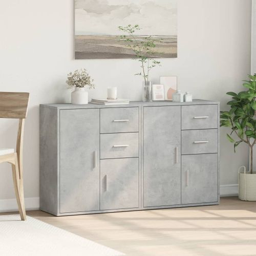 Buffets 2 pcs gris béton 60x31x70 cm bois d'ingénierie - Photo n°3; ?>