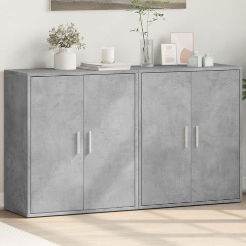 Buffets 2 pcs gris béton 60x31x70 cm bois d'ingénierie - Photo n°2; ?>