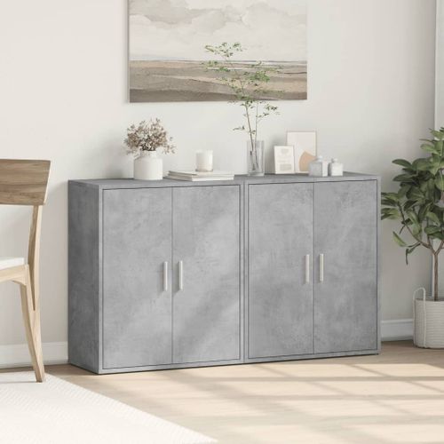 Buffets 2 pcs gris béton 60x31x70 cm bois d'ingénierie - Photo n°3; ?>