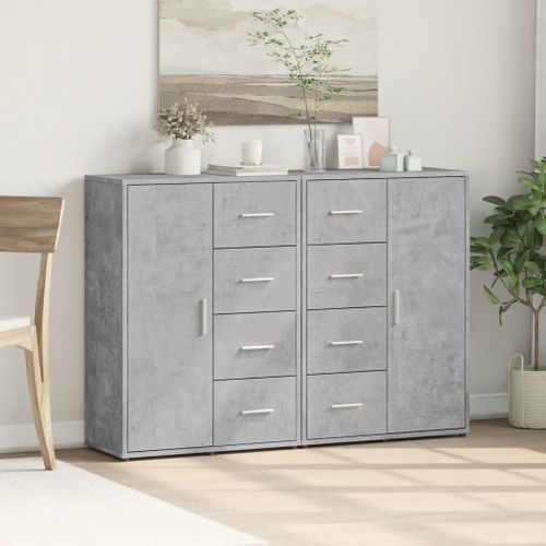 Buffets 2 pcs gris béton 60x31x84 cm bois d'ingénierie - Photo n°3; ?>