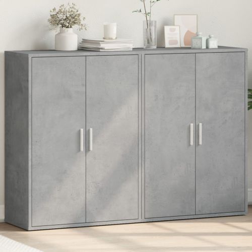 Buffets 2 pcs gris béton 60x31x84 cm bois d'ingénierie - Photo n°2; ?>