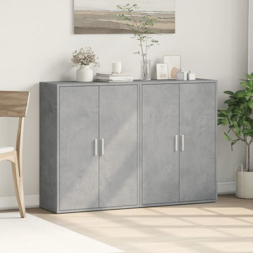 Buffets 2 pcs gris béton 60x31x84 cm bois d'ingénierie - Photo n°3; ?>