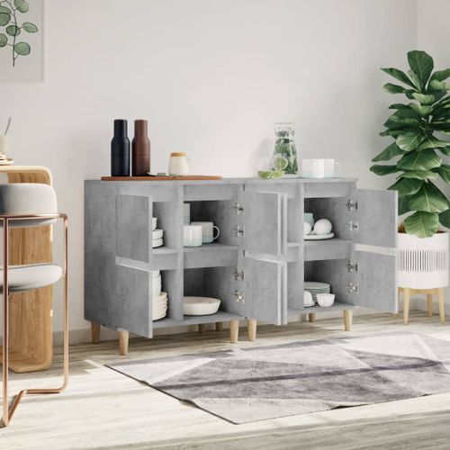 Buffets 2 pcs gris béton 60x35x70 cm bois d'ingénierie - Photo n°3; ?>