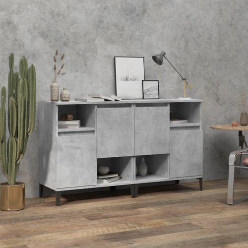 Buffets 2 pcs gris béton 60x35x70 cm bois d'ingénierie - Photo n°2; ?>