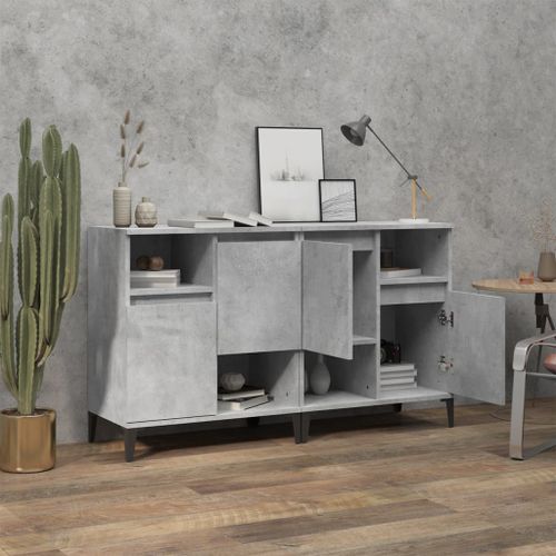 Buffets 2 pcs gris béton 60x35x70 cm bois d'ingénierie - Photo n°3; ?>