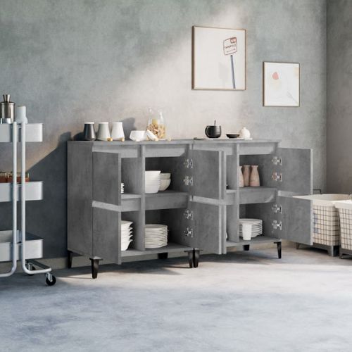 Buffets 2 pcs gris béton 60x35x70 cm bois d'ingénierie - Photo n°3; ?>