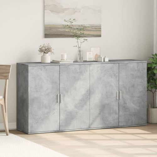 Buffets 2 pcs gris béton 79x38x80 cm bois d'ingénierie - Photo n°3; ?>