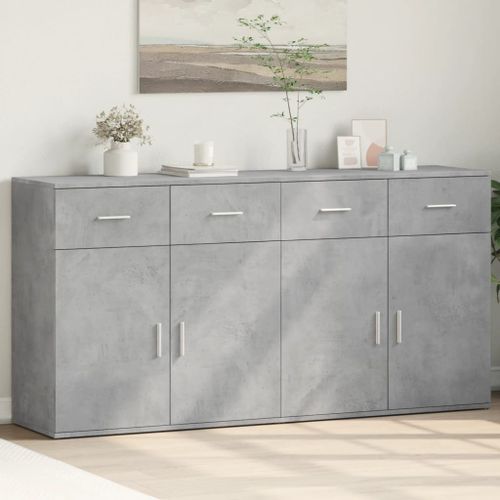 Buffets 2 pcs gris béton 79x38x80 cm bois d'ingénierie - Photo n°2; ?>