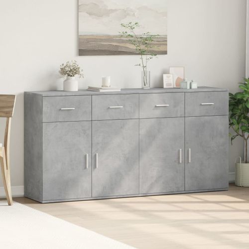 Buffets 2 pcs gris béton 79x38x80 cm bois d'ingénierie - Photo n°3; ?>