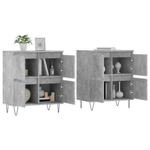 Buffets 2 pcs gris béton bois d'ingénierie - Photo n°3; ?>