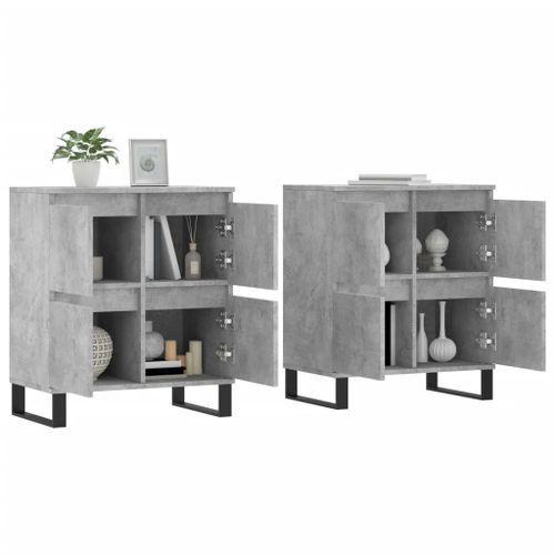 Buffets 2 pcs gris béton bois d'ingénierie - Photo n°3; ?>