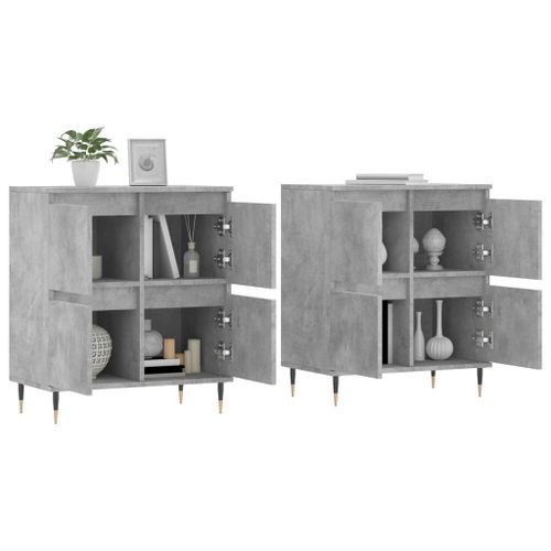 Buffets 2 pcs gris béton bois d'ingénierie - Photo n°3; ?>