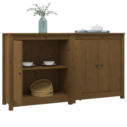 Buffets 2 pcs Marron miel 70x35x80 cm Bois massif de pin - Photo n°2; ?>