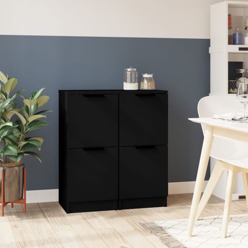 Buffets 2 pcs noir 30x30x70 cm bois d'ingénierie - Photo n°2; ?>