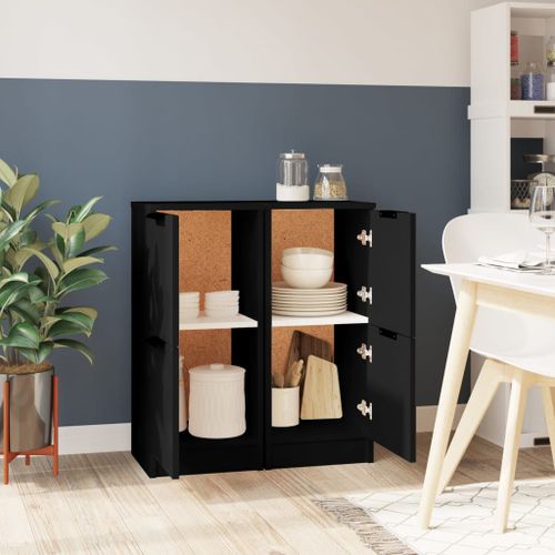 Buffets 2 pcs noir 30x30x70 cm bois d'ingénierie - Photo n°3; ?>