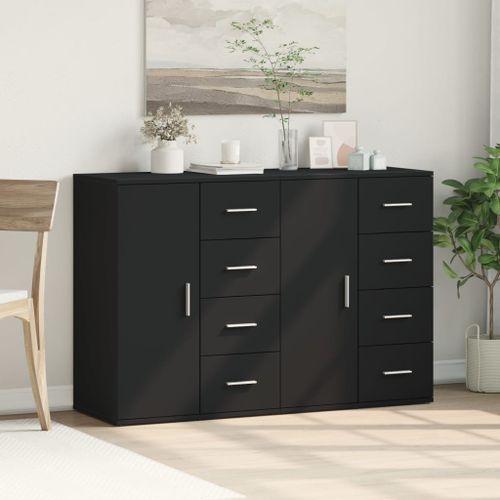 Buffets 2 pcs noir 59x39x80 cm bois d'ingénierie - Photo n°3; ?>