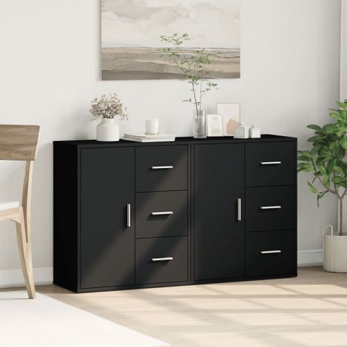 Buffets 2 pcs noir 60x31x70 cm bois d'ingénierie - Photo n°3; ?>