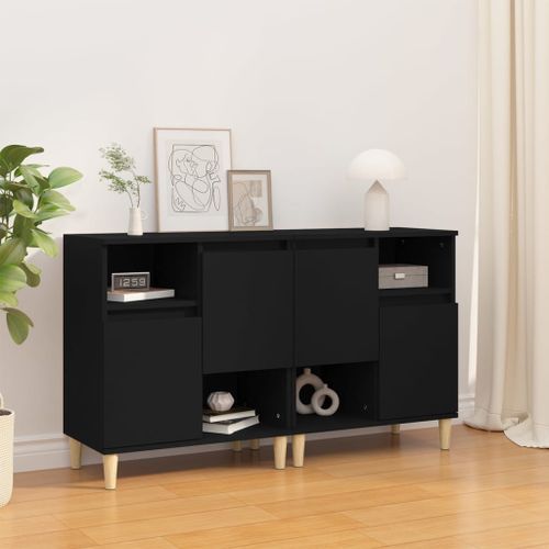 Buffets 2 pcs noir 60x35x70 cm bois d'ingénierie - Photo n°2; ?>