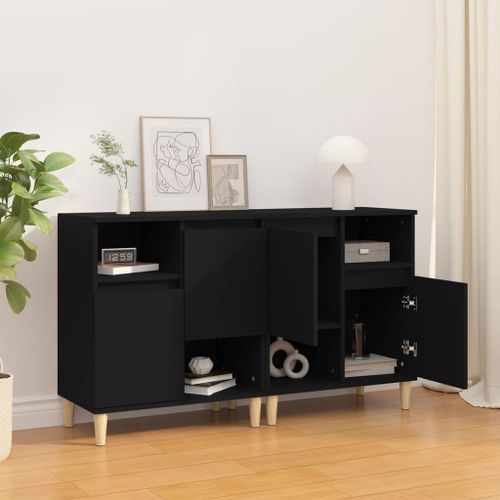 Buffets 2 pcs noir 60x35x70 cm bois d'ingénierie - Photo n°3; ?>