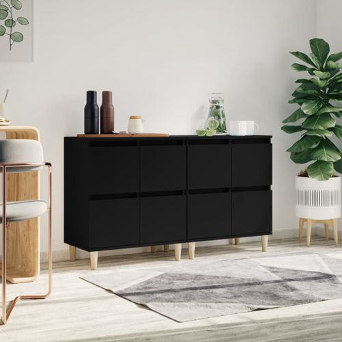 Buffets 2 pcs noir 60x35x70 cm bois d'ingénierie - Photo n°2; ?>