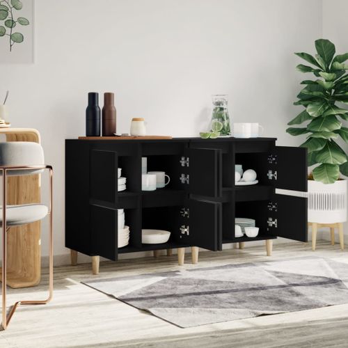 Buffets 2 pcs noir 60x35x70 cm bois d'ingénierie - Photo n°3; ?>