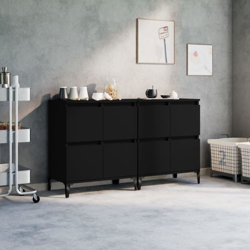 Buffets 2 pcs noir 60x35x70 cm bois d'ingénierie - Photo n°2; ?>