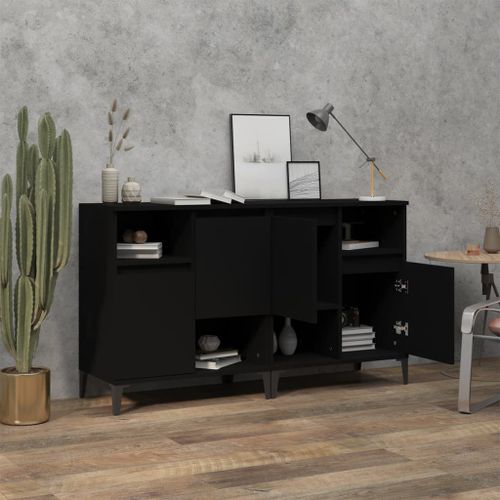 Buffets 2 pcs noir 60x35x70 cm bois d'ingénierie - Photo n°3; ?>