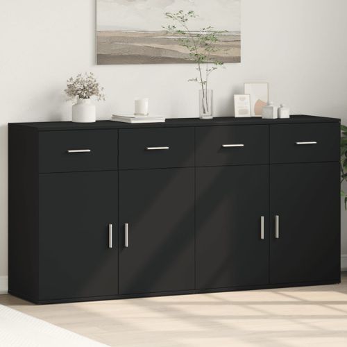 Buffets 2 pcs noir 79x38x80 cm bois d'ingénierie - Photo n°2; ?>