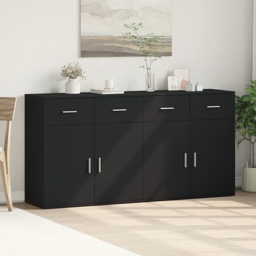 Buffets 2 pcs noir 79x38x80 cm bois d'ingénierie - Photo n°3; ?>