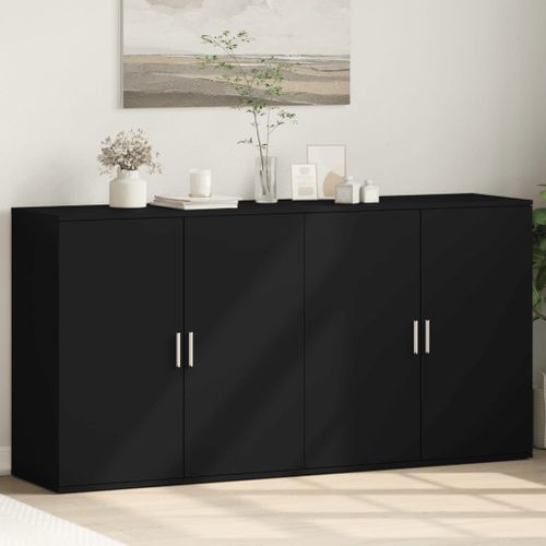 Buffets 2 pcs noir 79x38x80 cm bois d'ingénierie - Photo n°2; ?>