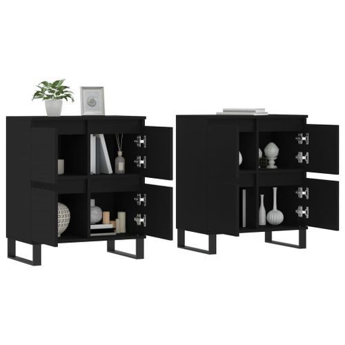 Buffets 2 pcs noir bois d'ingénierie - Photo n°3; ?>